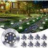 Qedertek 8 Pezzi Luci Solari Giardino Esterno, 8 LEDs Faretti led Luce Sepolta Bianco Lampada IP65 Impermeabile Luci Terra per Prato Vialetto Scala Paesaggio