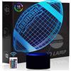 Comiwe Calcio Football Americano (B) Luce Notturna di Illusione 3D,16 Colori Controllo Touch e Telecomando,Lampada da Comodino Tavolo LED per Decorazioni la Casa,Regalo Creativo per Ragazzi,Bambini Famiglia