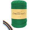 FORBELL Filato macramè, 2 mm x 300 m, filato di cotone premium, per fai da te (verde smeraldo, 2 mm x 300 m)