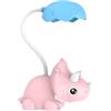 Colexy Lampada da Scrivania Bambina, Led Lampada da Tavolo con Dinosauro, Lampada Lettura Bambini Ricaricabile, Luce da Tavolo Bambini Senza Fili, Lampada da Scrivania Ragazza (Rosa)