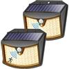 Giliwosy Luce Solare Led Esterno, 3 Modos IP65 Impermeabile Faretto LED da Esterno con Sensore di Movimento, Lampada Solare da Esterno per Giardino, Parete, Garage (2 Pezzi Bianco Caldo)