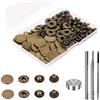 BetterJonny 24Set Bottoni Automatici a Pressione, BetterJonny Bottoni a Pressione Metallo Φ17mm Bottoni Automatici in Metallo con 4 Strumenti di Regolazione per Jeans Pelle Cuoio e Tende, Ottone