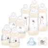 MAM Biberon Set Neonato con 8 biberon anticolica Easy Start, 1 Ciuccio Original Start, 1 Beccuccio extra morbido e 1 Manico, Accessori neonati per ridurre bolle d'aria e il rischio di coliche, Neutro