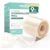 Welnove Hydrocolloid Roll for Wound Care - Hydrocolloid Patch Bandages with Self-Adhesive, Ultra Absorbent for Burn, Blister, Acne Care, Flexible & Waterproof - 2.5in x 16ft Cut to Fit