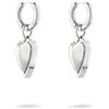 LIEBESKIND BERLIN - Orecchini a cerchio in metallo a forma di cuore, in acciaio inox, argento, 2,8 cm, chiusura a cerniera, impermeabile e delicato sulla pelle
