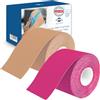 axion® Nastri Kinesiologici 2 Rotoli in Rosa e Beige | Fasciatura fitness impermeabile - delicata sulla pelle - elastica - autoadesiva | Physio-tape ideale per sport e vita quotidiana - axion