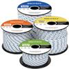 Brotree Corda in Poliestere 5mm x 30m Bianco/Blu in Bobina - Corda Intrecciata Multiuso per Esterno, Nautica, Ormeggio, Giardino, Drizza - 400KG Carico di Rottura