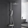 Görbach Colonna Doccia Acciaio Inox con Miscelatore, Colonna Doccia Rubinetto con Asta Doccia Regolabili e Termostatico, Set Doccia a Pioggia con Soffione 20×20 cm Cromo