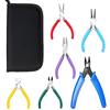 Swpeet Set di 6 pinze per gioielli, 6 tipi, 11,4 cm, strumenti colorati per la creazione di gioielli - naso ad ago, naso rotondo, tronchesi per cavi, pinze a crimpare, pinze piegate, tronchesi
