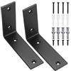 Heozhuyi Supporti per Mensole Neri, Staffe Angolari a 90 Gradi in Ferro di Alta Qualità, Angoli Metallici Versatili per Mensole in Legno e Mobili in Legno, 2 Pezzi Supporti per Mensole Neri (125x100x38MM)