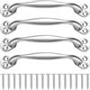 Heozhuyi 4 Pezzi Maniglie per Porte, Maniglie per Armadi argento, Maniglie per Ante Mobili, Maniglie Pomelli a Forma di Fiocco per Cassetti, Ante Armadio, con Viti - 129 mm