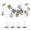 QUARKZMAN 16 Set di Punte e Borchie, Kit di 7mm Coni di Punte Punk Rock Rivetti Viti Posteriori a Vite Borchie Viti Rapide per Artigianato in Pelle Fai da Te Cinture Borse, Bianco