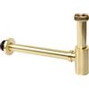 OPERMAXER - Sifone di design [Tubo di immersione extra lungo da 200 mm], 1 1/4 x 32 mm Spessore regolabile dei tubi, Sifone universale in ottone per lavabo e lavandino, blocco odori (Oro spazzolato)