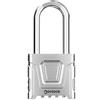 NOVLOCK Lucchetto a combinazione per esterni - arco lungo da 5,9 cm, spessore 8 mm - resistente alle intemperie, con codice, per cancelli, recinzioni, capanni, depositi, armadietti - 1 pezzo, argento
