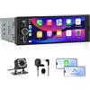 Hexinex Autoradio 1 DIN con schermo Wireless CarPlay e Android Auto FM Bluetooth AUX Tipo-C Telecamera posteriore