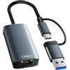 Vonxite Adattatore USB Ethernet 2500Mbps,2 in 1 Adattatore Ethernet USB C,adattatore USb C EtherNet RJ45 2.5Gbps,uSb c ether net,adattatore eTher net USb per iPad/iPhone/MacBook/Mac/Surface/Windows/IOS/Linux