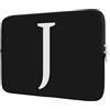 BAAGOAZ Custodia Laptop 15-16 Pollici, Borsa Personalizzata con Iniziale - Idea Regalo, Compatibile con MacBook Chromebook PC Portatile 15-16 Pollici, Nero-Lettera J