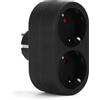 Aigostar Presa Doppia,Adattatore Schuko con Protezione Bambini,Doppia Presa Tedesca,Adattatore 2 prese Frontali,16A,Nero