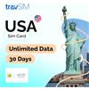 travSIM Scheda SIM prepagata USA | Dati 5G/4G LTE illimitati ad alta velocità negli Stati Uniti (comprese le Hawaii) | Chiamate e SMS illimitati negli Stati Uniti | Valida per 30 giorni