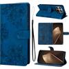 LSPCASA Custodia per Xiaomi 15T Pro 6.83 pollici in pelle PU per Xiaomi 15T Pro, con funzione leggio, fiori di ciliegio e farfalla, design pieghevole, con scomparti per carte di credito, blu