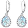 VONALA Orecchini a monachella in argento Sterling 925 con chiusura a monachella, a forma di farfalla, libellula, ape, loto rosa, filigrana, orecchini pendenti con pietra di luna turchese, gioielli per