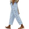 Yuson Girl Pantaloni Donna Pantaloni in Cotone Estivi 7/8 Pantalone Elastici in Vita con Tasche e Bottoni Decorativi Casual Gamba Larga Leggeri Pantaloni Donna Comodi(Blu, M)