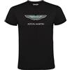 4people T-shirt nera con logo Aston Martin Uomo 100% Cotone Taglie S M L XL XXL, Nero , XXL