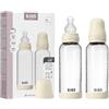Bibs Biberon in vetro BIBS. Anti-coliche. Set di 2.Tettarella rotonda in Silicone. Favorisce l'allattamento naturale al seno, Complete Set - 240 ml (Pack of 2), Ivory