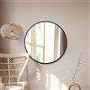 MirrorOutlet The Fenestra - Specchio da parete circolare rotondo moderno con bordi neri, 78,7 x 78,7 cm (80 cm x 80 cm) in vetro argentato con cornice in metallo nero