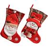 WeRChristmas Tartan WeRChristmas-Calza natalizia con Babbo Natale e pupazzo di neve per decorazione, tessuto, multicolore, 53 cm, confezione da 2