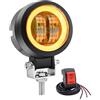 Biqing 1pcs Faretti Moto Supplementari Verde Angel Eyes,3 Pollici Rotondo 20W Faretti LED Moto Fuoristrada Lampada da Lavoro Fendinebbia per SUV ATV Barca 12V/24V Con Interruttore 22mm