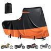 DOCEPERT Telo di copertura per moto, impermeabile per esterni, 600D, per scooter, garage con 5 strisce riflettenti, 2 tipi di ventilazione, per scooter, antipolvere (XL, 218 x 99 x 129 cm, Nero/Arancione)