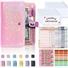 wetoowin Budget Binder, Cash Envelopes per budgeting, organizer per soldi con 6 anelli, agenda finanziaria A6 (rosa scintillante)