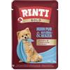 RINTI - Oro | Cibo umido facile da digerire per cani piccoli e adulti. Alimento completo in sacchetto fresco senza carne, soia o additivi artificiali | 10 x 100 g di pollo puro + cuori di pollame