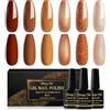 Shining She Smalto Semipermanente,6 Colori Giallo Terrestre Marrone Caffè Smalto Semipermanente Unghie,Serie Colore Caldo Smalti per Unghie Gel UV/LED,Autunno e Inverno Manicure Art,8ML