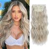 MORICHY Extension per capelli con clip, 4 pezzi, biondo sabbia con riflessi bianchi, extension per capelli lunghi ondulati con clip, in fibra sintetica, da donna