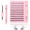 Kiusatig Kit Ciglia Finte Ciuffetti con Colla 100PCS 0.07mm D Curl 8-16mm Mix Kit Extension Ciglia Finte Naturali DIY Individuali Cluster Ciglia Cluster Lashes(W54-0.07-D-MIX8-16)