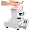 EBANKU Poggiapiedi per pedicure con ruote, sgabello per manicure in pelle PU, carrello spa portatile per unghie e massaggi, poggiapiedi mobile Easy-Glide (Rosa Bianco)