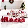 exatta 2 decorazioni natalizie per interni in legno - treno di Natale e scritta per decorazione da tavolo - mini treno natalizio in legno, decorazione da tavolo Natale Capodanno regalo