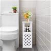 powerking Armadietto portaoggetti da bagno piccolo, bianco, a 3 ripiani, autoportante, con ante, impermeabile, per camera da letto, WC, soggiorno, ufficio, 60 x 20 x 20 cm