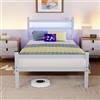 BORPHOM Struttura per letto singolo con testiera e luci a LED, piattaforma in metallo resistente con stazione di ricarica, base per materasso, supporto a doghe in acciaio resistente, contenitore sotto