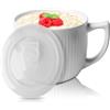 GOMETY Ciotola da zuppa in ceramica con manico, 900 ml, con coperchio, ciotola ramen, tazza da caffè grande per pranzo, pasta, frutta, cereali