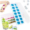 AKONE Stampi per cubetti di ghiaccio in silicone, 4 pezzi, contenitori per cubetti di ghiaccio con coperchio, impilabili, per cubetti di ghiaccio quadrati, riutilizzabili senza BPA