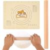 McBlast Mattarello Legno per Cottura, 30 cm Mattarello per Argilla, Rolling Pins Antiaderente per cottura di pasta per pizza, biscotti, pane, pasticceria, con 1 tappetino per impasto (50 x 40 cm)