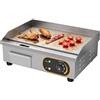 MOOTACO Piastra elettrica professionale barbecue Griglia superiore piatta Piastra riscaldante in acciaio inossidabile Griglia da cucina 3000W Controllo termostatico