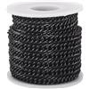 FASHEWELRY Catena a maglia barbazzale in alluminio, 10 x 6,5 x 1 mm, non saldata, intrecciata, ovale, nera, con bobina, per la creazione di collane, bracciali e gioielli fai da te, 5 m