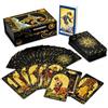 YIMINGOUFEI Mazzo di Tarocchi Inglesi Waite in Lamina d'Oro Nero, 78 Carte Gold Foil in PVC Impermeabile con Guida da 36 Pagine, Design Misterioso Rider Waite