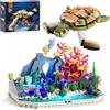 FUNWHOLE Sogno della Barriera Tartaruga Blocchi con Luce, 835 Pcs Modello di Tartaruga Marina con Barriera Corallina Fantastica, Regalo per Adolescenti e Amanti dell'oceano, F9072