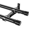 HORSE SECRET Bastone per Tenda Doppio, 76-157cm Bastone per Tenda Doppio Regolabile per Finestra con Manopole a Cappuccio con Staffe, Aste per Tende Doppio in Acciaio Inossidabile per Soggiorno da Camera/Nero