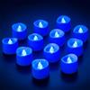 Yakpo Confezione da 12 lumini votivi senza fiamma, funzionamento a batteria, con fiamma tremolante blu, candele votive elettriche per esterni, per matrimoni, feste, compleanni, Halloween, decorazioni